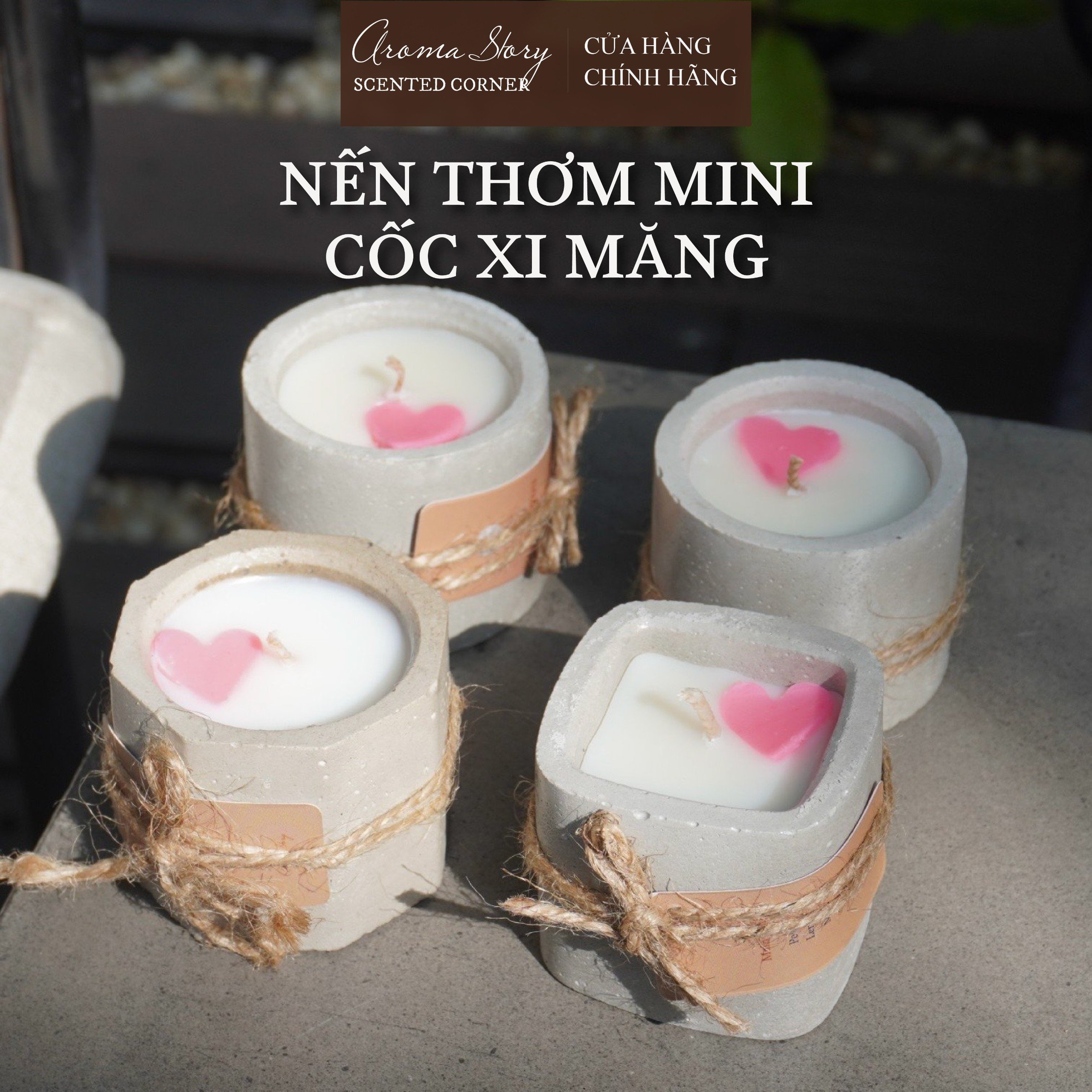 Nến Thơm Cốc Xi Măng Size 40g/ Tealight, Mini Candle Cup Handmade, Nhiều Hương, Sáp Dừa, Tinh Dầu Nhập Khẩu