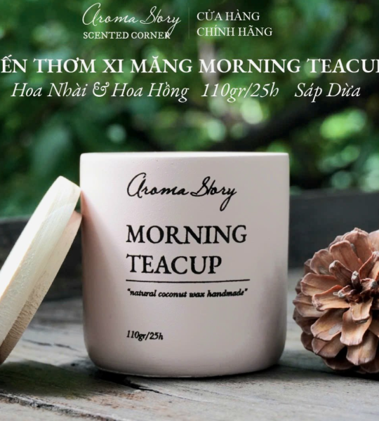 Nến Thơm Cốc Xi Măng Hương Hoa Nhài & Cam Hương Morning Teacup Aroma Story Size 110g