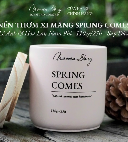 Nến Thơm Cốc Xi Măng Hương Lê Ạnh & Hoa Lan Nam Phi Spring Comes Aroma Story Size 110g