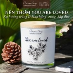 Nến Thơm Trang Trí, Cao Cấp, Tự Nhiên Aroma Story Hương Xạ Hương Trắng & Hoa Hông Your Are Loved Size 200g