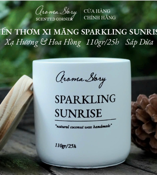 Nến Thơm Cốc Xi Măng Hương Xạ Hương Trắng & Hoa Hồng Sparkling Sunrise Aroma Story Size 110g