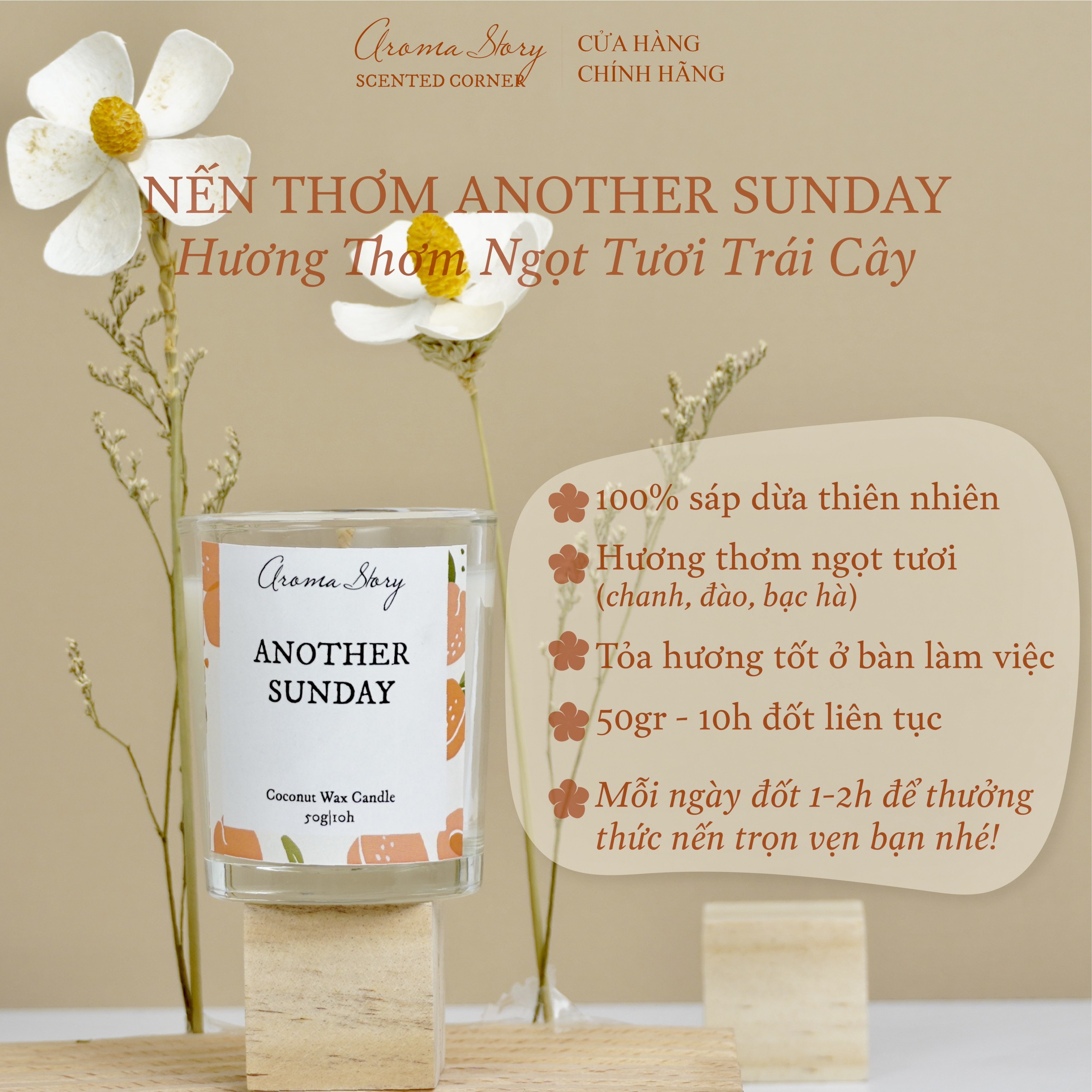 Nến Thơm Mini Hương Chanh, Đào & Bạc Hà Another Sunday Aroma Story Size 50g