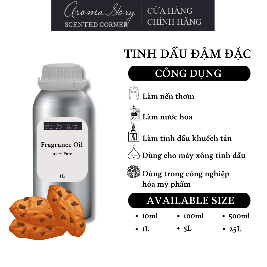 Tinh Dầu Đậm Đặc Aroma Story Hương Bánh Quy Bơ (Biscuit) - Dùng Để Làm Nến Thơm, Nước Hoa, Tinh Dầu Khuếch Tán, Máy Xông