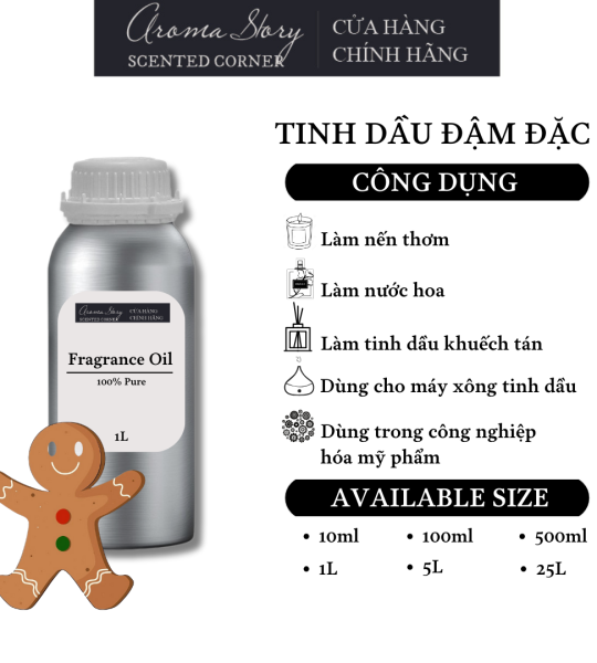 Tinh Dầu Đậm Đặc Aroma Story Bánh Gừng (GINGERBREAD)- Dùng Để Làm Tinh Dầu Khuếch Tán, Nến Thơm, Nước Hoa, Máy Xông