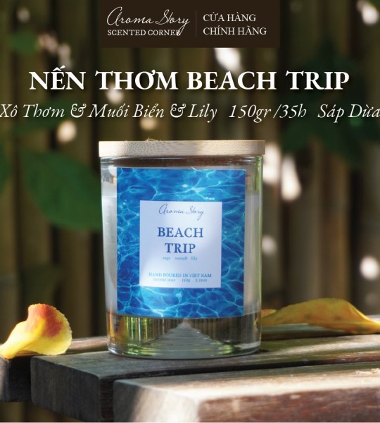 Nến Thơm Beach Trip Aroma Story - BST Light Up The Dark Hương Tự Nhiên Cao Cấp Cốc Thuỷ Tinh Size 150g