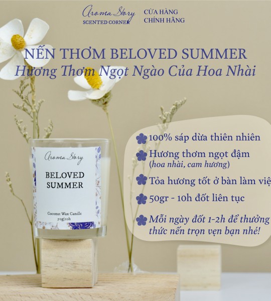 Nến Thơm Mini Hương Hoa Nhài & Cam Hương Beloved Summer Aroma Story Size 50g