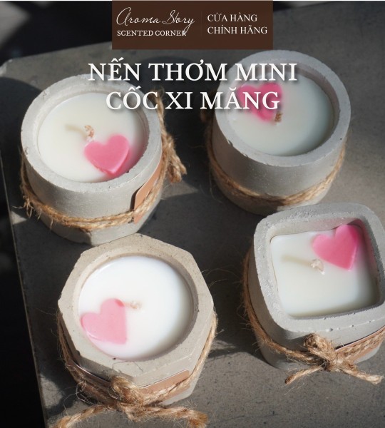 Nến Thơm Cốc Xi Măng Size 40g/ Tealight, Mini Candle Cup Handmade, Nhiều Hương, Sáp Dừa, Tinh Dầu Nhập Khẩu