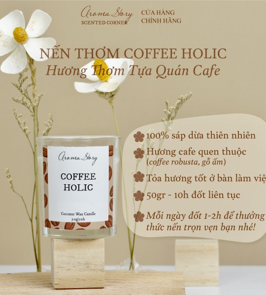 Nến Thơm Mini Hương Coffee Robusta & Gỗ Ấm Coffee Holic Aroma Story Size 50g