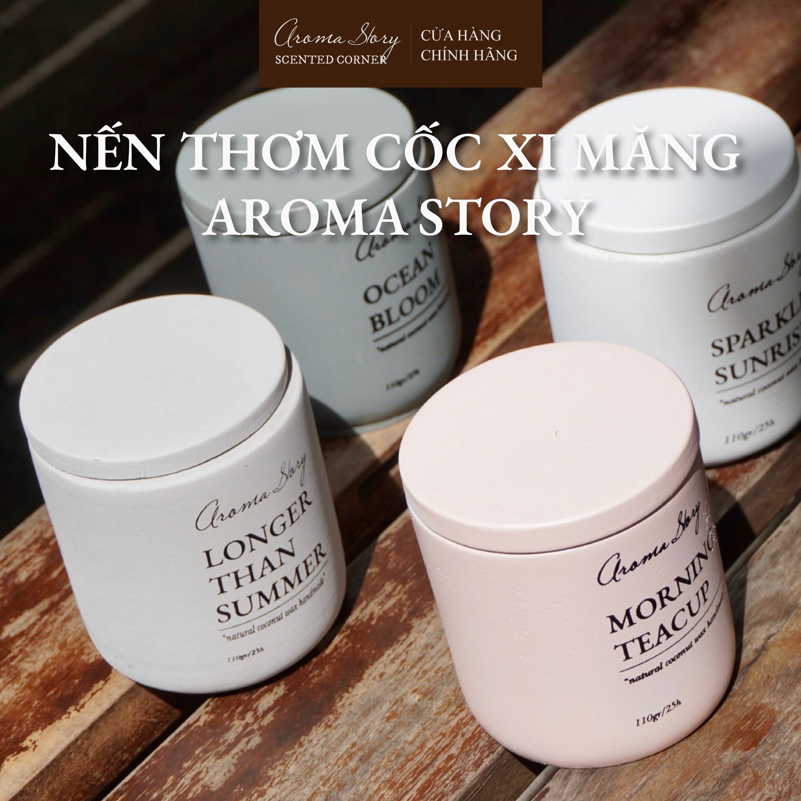 [16 Hương] Nến Thơm Cốc Xi Măng Nhiều Hương Để Lựa Chọn Aroma Story Size 110g - 200g