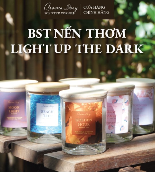 Nến Thơm Light Up The Dark Aroma Story Hương Tự Nhiên Cao Cấp Cốc Thuỷ Tinh Cozy Blanket Nhiều Hương Size 150g