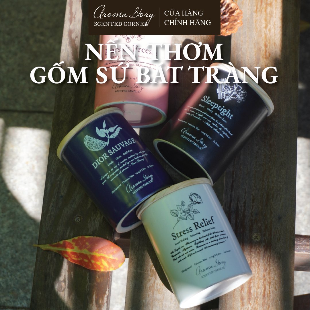 [4 Hương] BST Nến Thơm Cốc Gốm Sứ Bát Tràng Nhiều Hương Thơm Aroma Story Size 250g