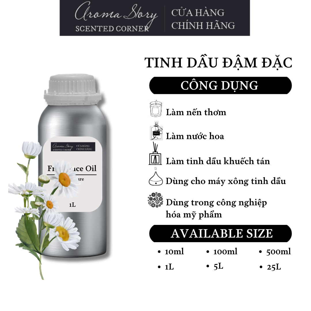 Tinh Dầu Đậm Đặc Aroma Story Hương Cúc La Mã - Dùng Để Làm Nến Thơm, Nước Hoa, Tinh Dầu Khuếch Tán, Máy Xông Tinh Dầu