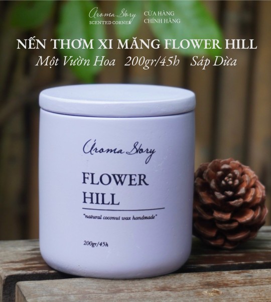 Nến Thơm Cốc Xi Măng Hương Hoa Hồng & Hoa Nhài Flower Hill Aroma Story Size 200g