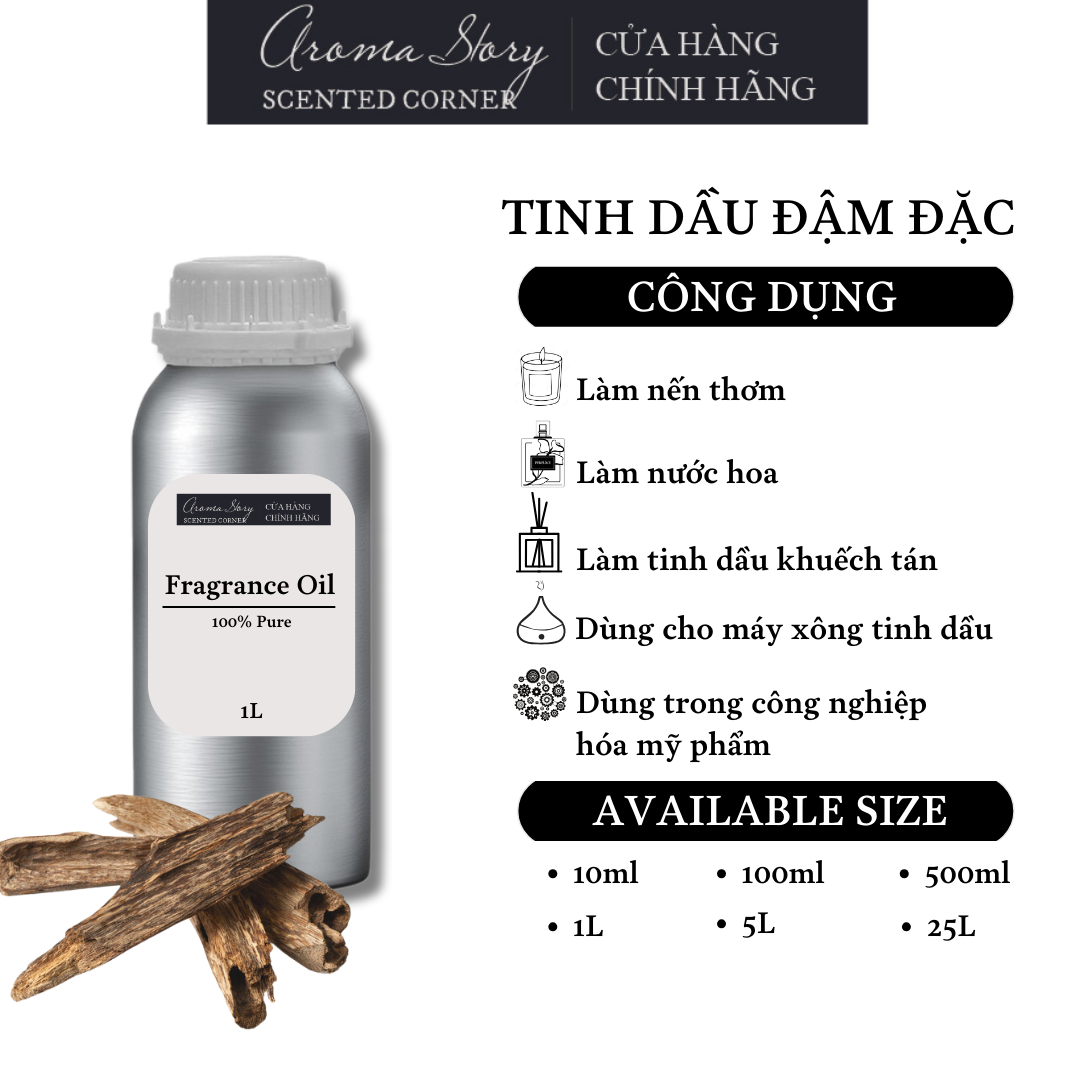 Tinh Dầu Đậm Đặc Aroma Story Hương Gỗ Trầm (AGARWOOD) - Dùng Để Làm Nến Thơm, Nước Hoa, Tinh Dầu Khuếch Tán, Máy Xông