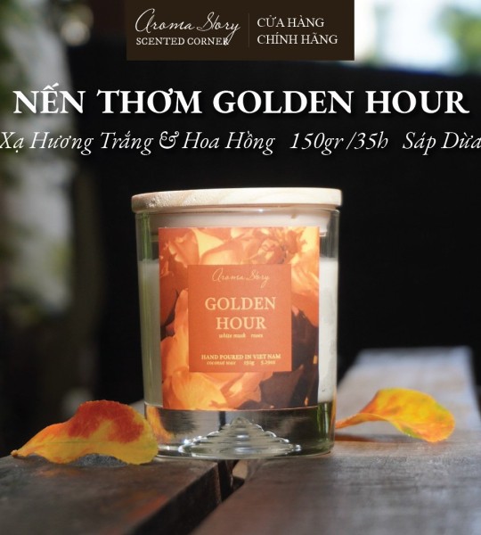 Nến Thơm Golden Hour Aroma Story - BST Light Up The Dark Hương Tự Nhiên Cao Cấp Cốc Thuỷ Tinh Size 150g