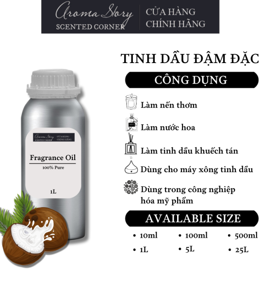 Tinh Dầu Đậm Đặc Aroma Story Hương Sữa Dừa (Coconut Milk)- Dùng Để Làm Nến Thơm, Nước Hoa, Tinh Dầu Khuếch Tán, Máy Xông