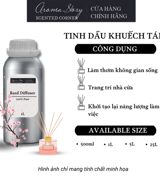 Tinh Dầu Khuếch Tán Giá Lít Aroma Story Hương Hoa Anh Đào (Cherry Blossom) - Dùng Để Làm Thơm Phòng, Không Gian Sống