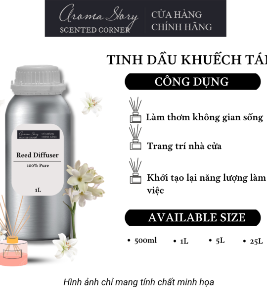 Tinh Dầu Khuếch Tán Giá Lít Aroma Story Hương Hoa Huệ Trắng (Tube Rose) - Dùng Để Làm Thơm Phòng, Không Gian Sống