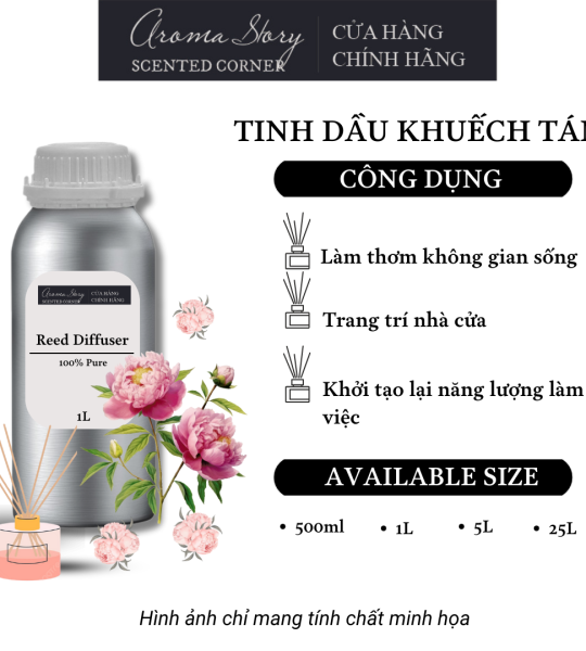 Tinh Dầu Khuếch Tán Giá Lít Aroma Story Hương Hoa Mẫu Đơn (Peony)- Dùng Để Làm Thơm Phòng, Không Gian Sống