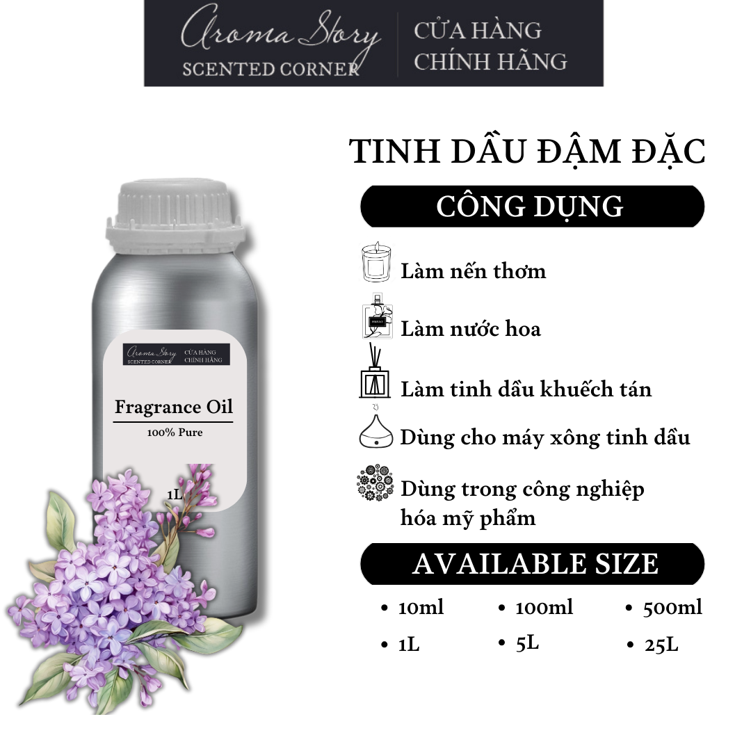 Tinh Dầu Đậm Đặc Aroma Story Hương Hoa Tử Đinh Hương - Dùng Để Làm Nến Thơm, Nước Hoa, Tinh Dầu Khuếch Tán, Máy Xông