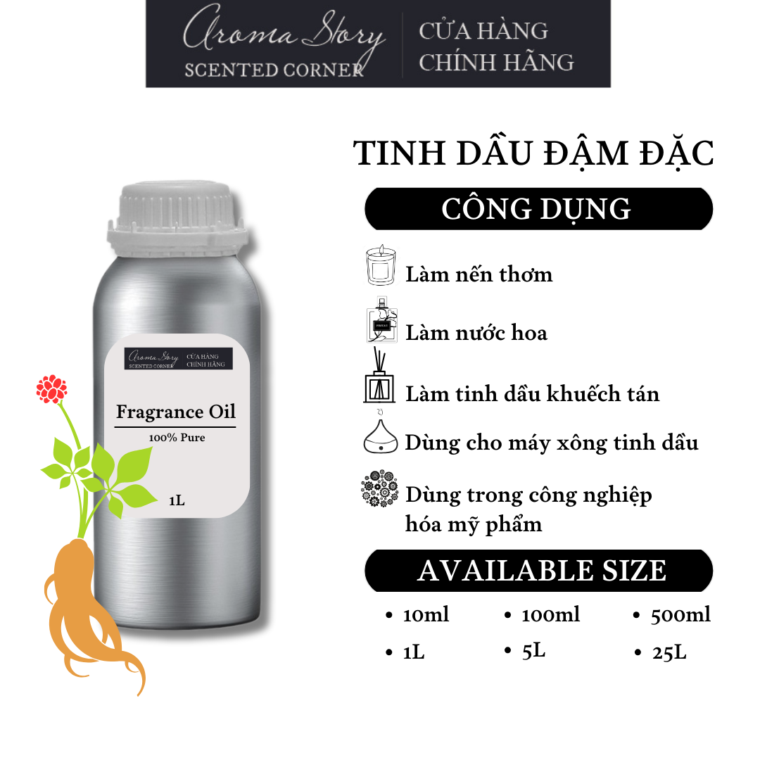 Tinh Dầu Đậm Đặc Aroma Story Hương Hồng Sâm(GINSENG)- Dùng Để Làm Nến Thơm, Nước Hoa, Tinh Dầu Khuếch Tán, Máy Xông