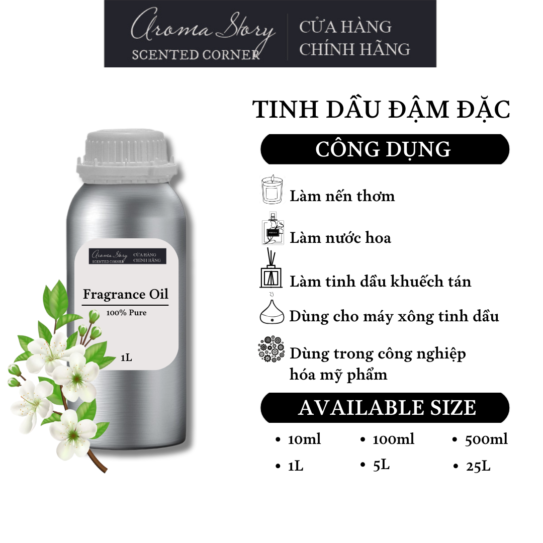 Tinh Dầu Đậm Đặc Aroma Story Hương Hoa Nhài (Jasmine) - Dùng Để Làm Nến Thơm, Nước Hoa, Tinh Dầu Khuếch Tán, Máy Xông