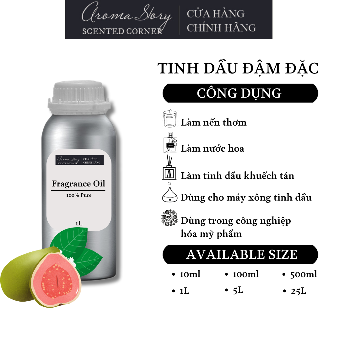 Tinh Dầu Đậm Đặc Aroma Story Hương Lá Ổi  - Dùng Để Làm Nến Thơm, Nước Hoa, Tinh Dầu Khuếch Tán, Máy Xông Tinh Dầu