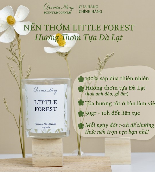 Nến Thơm Mini Hương Gỗ Ấm & Hoa Anh Đào Little Forest Aroma Story Size 50g