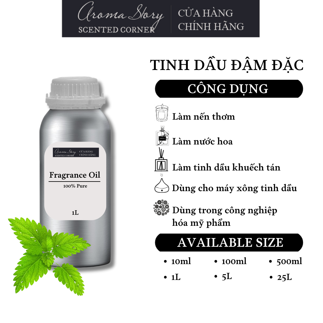 Tinh Dầu Đậm Đặc Aroma Story Hương Lục Bạc Hà  - Dùng Để Làm Nến Thơm, Nước Hoa, Tinh Dầu Khuếch Tán, Máy Xông Tinh Dầu