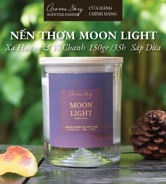 Nến Thơm Moon Light Aroma Story - BST Light Up The Dark Hương Tự Nhiên Cao Cấp Cốc Thuỷ Tinh Size 150g