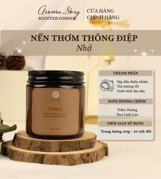 Nến Thơm Cốc Thủy Tinh Hương Trầm Hương & Hoa Linh Lan "Nhớ" Aroma Story 100g