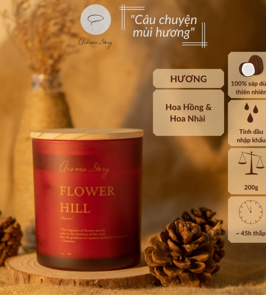 Nến Thơm Cốc Thủy Tinh Hương Khu Vườn Hoa Hồng Flower Hill Aroma Story 200g