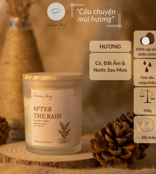 Nến Thơm Cốc Thủy Tinh Hương Cỏ, Đất Ẩm & Nước Sau Mưa After The Rain Aroma Story 100g