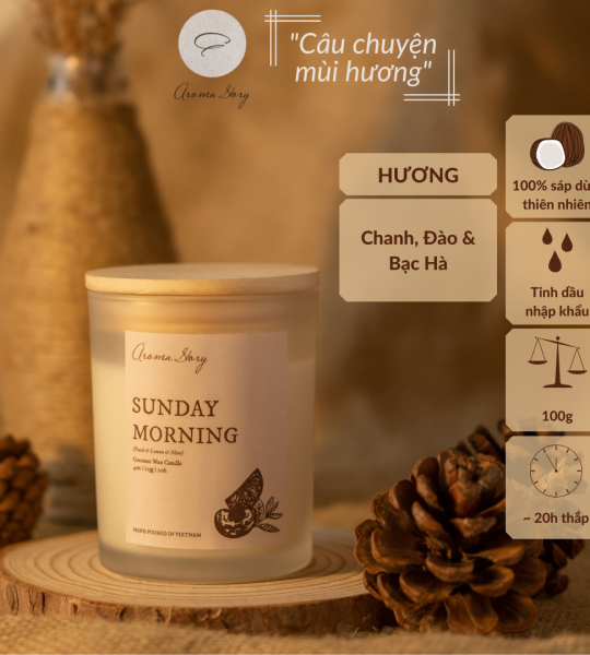 [8 Hương] BST Nến Thơm Cốc Thủy Tinh Nắp Gỗ Nhiều Hương Thơm Aroma Story 100g