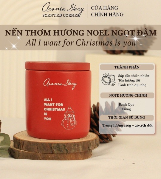 Nến Thơm Cốc Xi Măng Hương Bánh Quy & Gừng Christmas Is You Aroma Story Size 110g