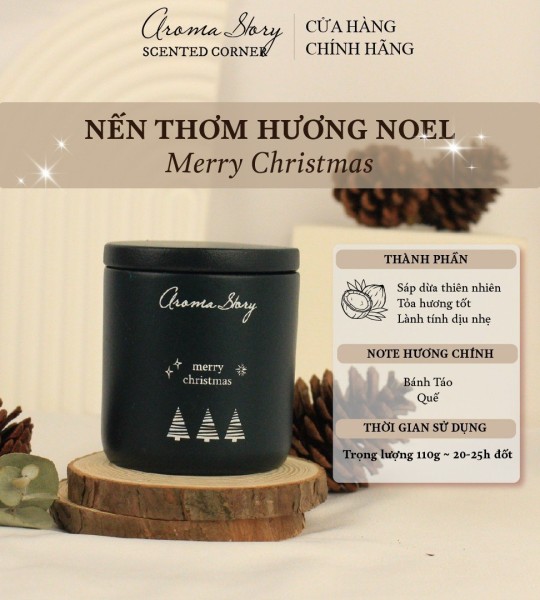 Nến Thơm Cốc Xi Măng Hương Bánh Táo & Quế Merry Christmas Aroma Story Size 110g