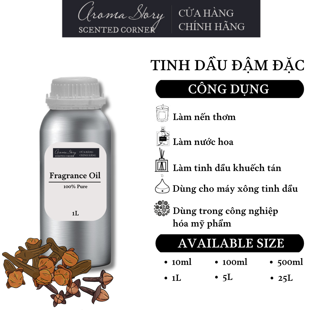 Tinh Dầu Đậm Đặc Aroma Story Hương Nụ Đinh Hương - Dùng Để Làm Nến Thơm, Nước Hoa, Tinh Dầu Khuếch Tán, Máy Xông