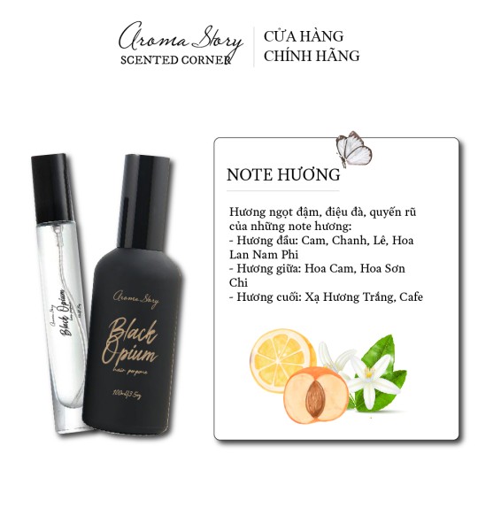 Nước Hoa Tóc Hương Nước Hoa Nổi Tiếng Bleack Opium Aroma Story 10ml/100ml