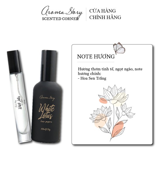 Nước Hoa Tóc Hương Bông Hoa Sen Trắng White Lotus Aroma Story 10ml/100ml