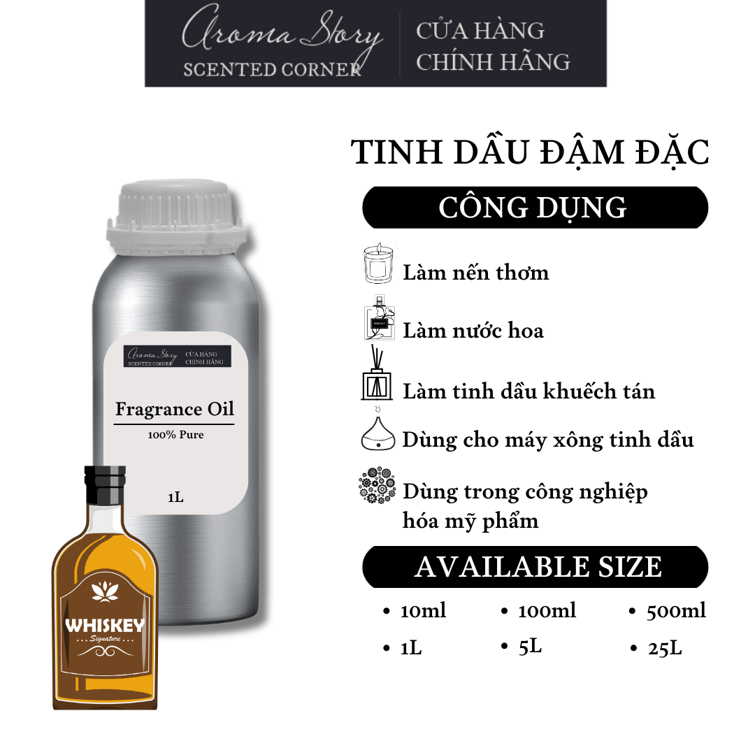 Tinh Dầu Đậm Đặc Aroma Story Hương Rượu Mạnh (Whisky) - Dùng Để Làm Nến Thơm, Nước Hoa, Tinh Dầu Khuếch Tán, Máy Xông