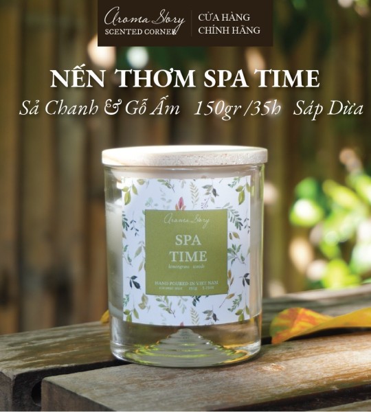 Nến Thơm Spa Time Aroma Story - BST Light Up The Dark Hương Tự Nhiên Cao Cấp Cốc Thuỷ Tinh Size 150g