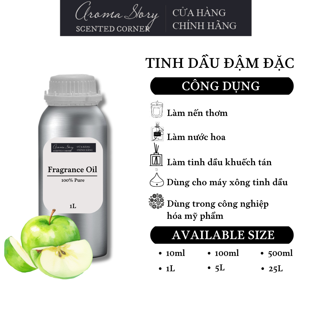 Tinh Dầu Đậm Đặc Aroma Story Hương Táo Xanh(Green Apple) - Dùng Để Làm Nến Thơm, Nước Hoa, Tinh Dầu Khuếch Tán, Máy Xông