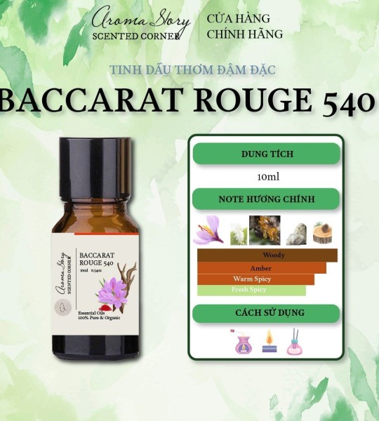 Tinh Dầu Phối Hương Nước Hoa Baccarat Rouge 540 Aroma Story 10ml Dùng Để Xông Phòng, Làm Nến