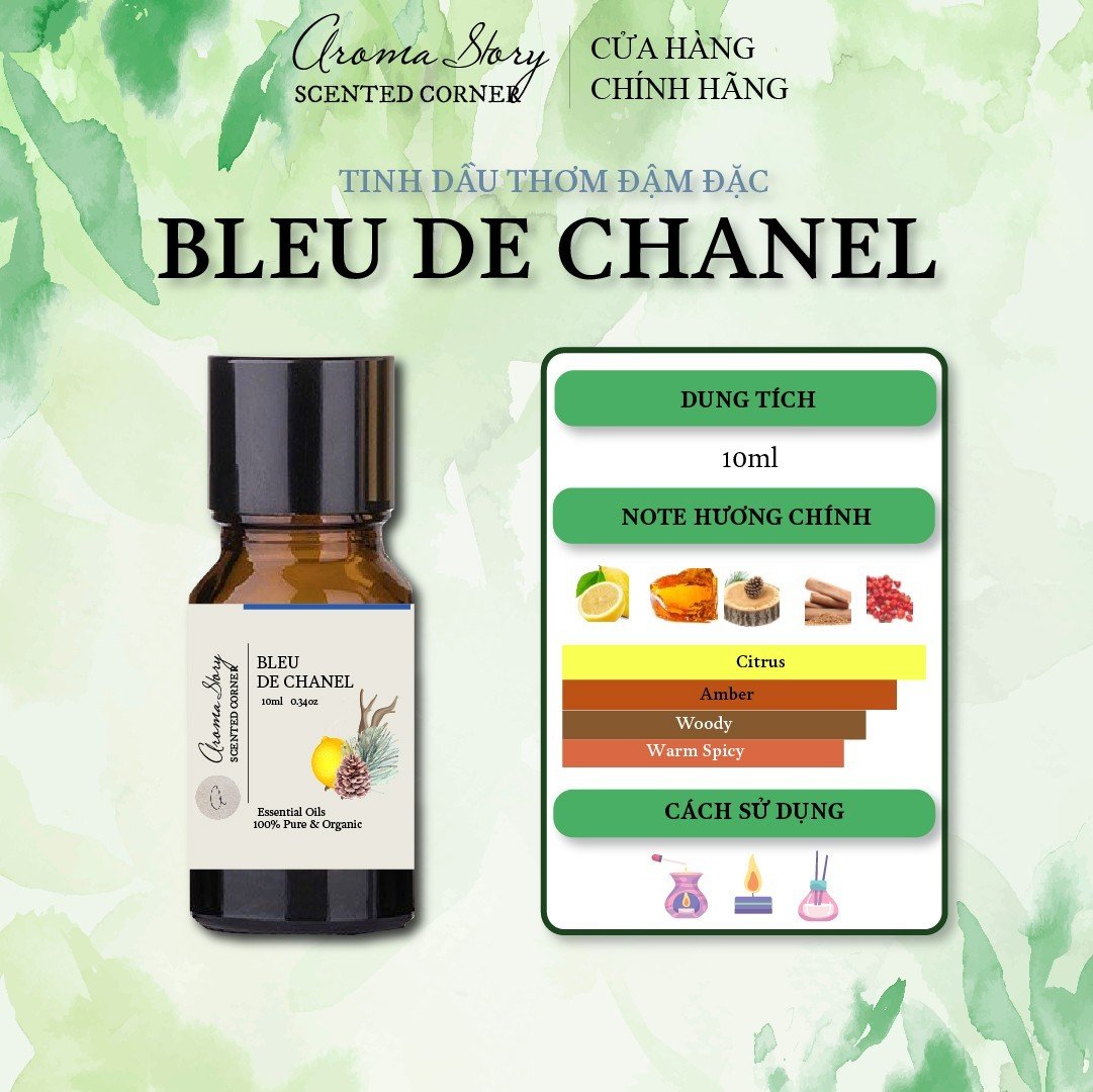 Tinh Dầu Phối Hương Nước Hoa Bleu De Chanel Aroma Story 10ml Dùng Để Xông Phòng, Làm Nến