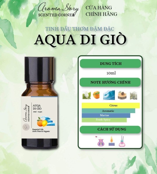 Tinh Dầu Phối Hương Nước Hoa Aqua Di Giò Aroma Story 10ml Dùng Để Xông Phòng, Làm Nến