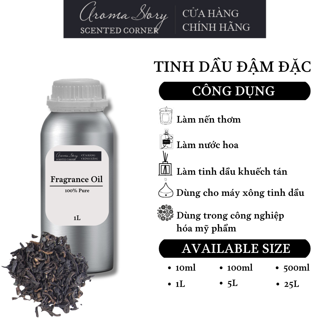 Tinh Dầu Đậm Đặc Aroma Story Hương Trà Đen - Dùng Để Làm Nến Thơm, Nước Hoa, Tinh Dầu Khuếch Tán, Máy Xông Tinh Dầu