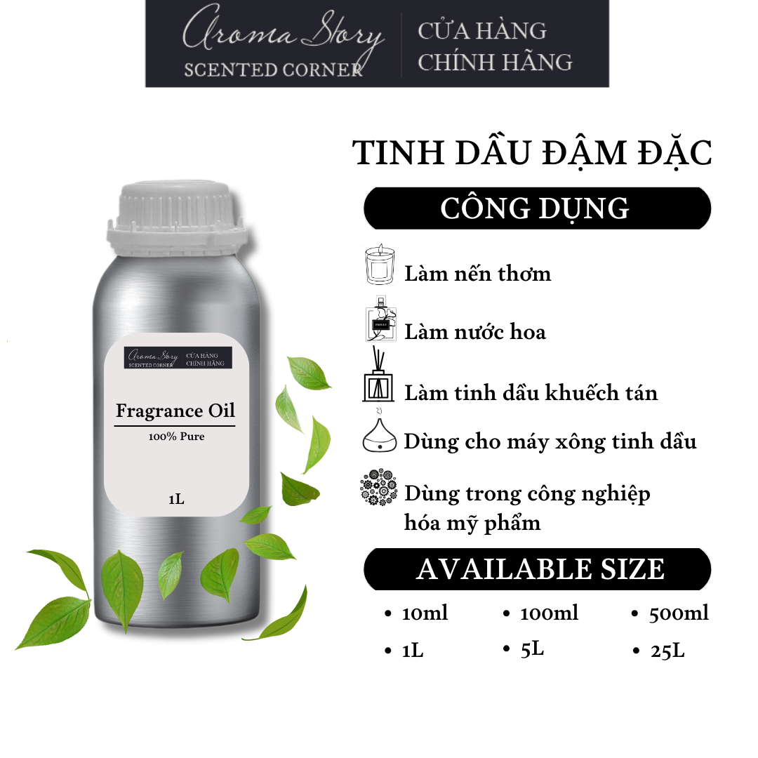 Tinh Dầu Đậm Đặc Aroma Story Hương Trà Xanh - Dùng Để Làm Nến Thơm, Nước Hoa, Tinh Dầu Khuếch Tán, Máy Xông Tinh Dầu