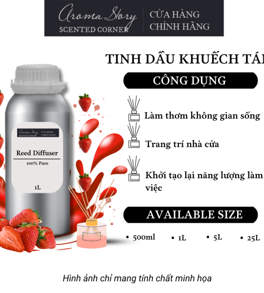 Tinh Dầu Khuếch Tán Giá Lít Aroma Story Hương Dâu Tây (Strawberry) - Dùng Để Làm Thơm Phòng, Không Gian Sống