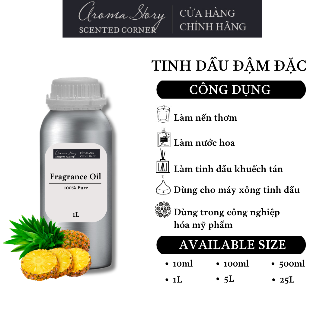 Tinh Dầu Đậm Đặc Aroma Story Hương Trái Thơm/ Khóm (PINEAPPLE) - Dùng Để Làm Nến Thơm, Nước Hoa, Tinh Dầu Khuếch Tán