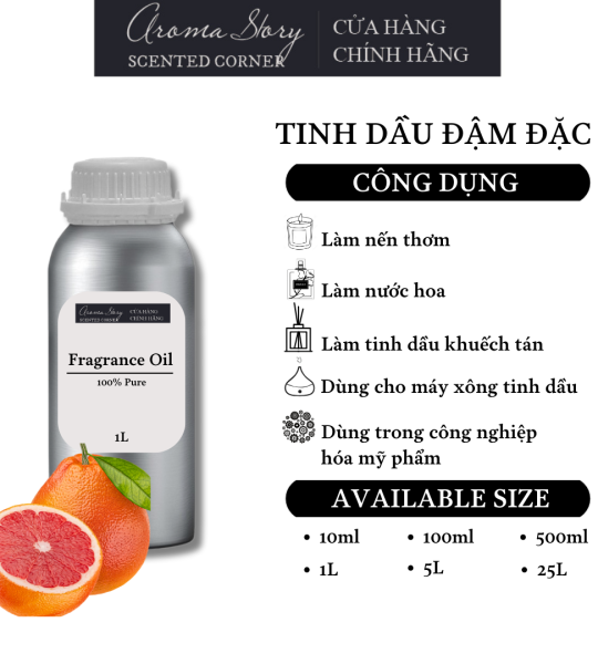 Tinh Dầu Đậm Đặc Aroma Story Hương Vỏ Bưởi Hồng (Grapefruit) - Dùng Để Làm Nến Thơm, Nước Hoa, Tinh Dầu Khuếch Tán